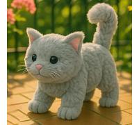 Genérico My Realistic Cat Toys, Cat Toy for Kids, Electric Cat Animal Relleno - Lindos Animales de Gato de Lujo-so Suave, 2025 Nuevo Robot Cat, Robot Kitty Que actúa como una verdadera Mascotas