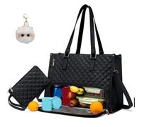 Genérico Mydailybag Tote, Mydailybag Classic Lunch Tote Bag, 2 in 1 Tote Bag Lunch Bag Combo, 15.6 Inch, with Lunch Compartment (Black)