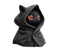 Genérico Mysterious Hooded Cat Figurine, Resin Handmade Gothic Mini Black Cat Statue Halloween Desk Decor for Cats Lovers Family Friends
