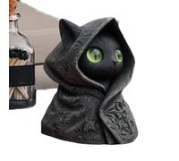 Genérico Mystical Hooded Gothic Black Cat Resin Statue | Handmade Fantasy Sculpture with Cloak | 3.2 Inch Office Desk Decor Figurine | Gift For Cat Lovers Collectors
