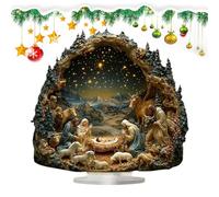Genérico Nacimiento De Navidad, 2D del Nacimiento De Jesucristo con Base, Señal Decorativa Religiosa, para Hombres Y Mujeres Escritorio Alféizar Estante del Hogar Mesa Repisa