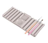 Genérico Nail Brush Holder, Non Slip Double Head Organizer Tray, Nail Painting Brush Storage Stand, Space Saving Manicure Tool Rack, Stable Drying Support Design, for Women Beginners Technicians