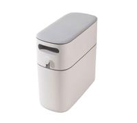 Genérico Narrow Basura Can, Slim Bathroom Trash Bin, 11,02 x 5,31 x 10,83 pulgadas, Space-Saving Odor-Proof Wastebasket with Modern Design, Ideal para Kitchen, Bedroom, Gabinete Storage, Black/Grey