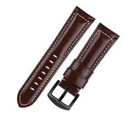 Genérico NASUNJIA Correa De Reloj Cuero Crazy Horse Vintage Hecha A Mano, Capa Superior Piel Vaca, Correas Ajustables 19mm-24mm Ancho For Relojes(L brown black,20mm)