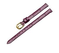 Genérico NASUNJIA Correa De Reloj Cuero Genuino For Mujer, Estilo Pequeño, Fina, Suave Y Cómoda, Color Rojo, Tallas 7, 8, 9 10 Mm(Deep Purple-Golden,10mm)