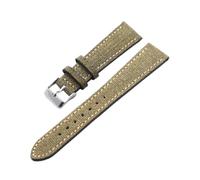 Genérico NASUNJIA Correa De Reloj De Cuero Con Ajuste De Lona For Hombre, 18, 19, 20, 21 Y 22 Mm, Negra, Verde Y Marrón, Suave Y Fina.(Green silver buckle,22mm)