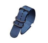 Genérico NASUNJIA Correa de reloj trenzada nailon, pulseras deportivas lona tejida, hebilla 5 anillos, correa repuesto(Blue-Black,24mm)