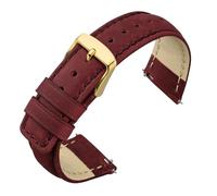 Genérico NASUNJIA Correa De Reloj Vintage De Cuero Crazy Horse De 18 Mm, 20 Mm Y 22 Mm For Hombre Y Mujer, Repuesto De Liberación Rápida.(Burgundy-Gold,20mm)