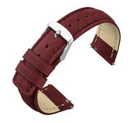 Genérico NASUNJIA Correa De Reloj Vintage De Cuero Crazy Horse De 18 Mm, 20 Mm Y 22 Mm For Hombre Y Mujer, Repuesto De Liberación Rápida.(Burgundy-Silver,22mm)
