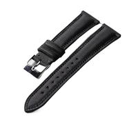 Genérico NASUNJIA Diadema De Tela Oxford Hecha A Mano Con Correa De Piel De Vaca, Cadena De Reloj For Hombre De Estilo Retro De Liberación Rápida De 18, 19, 20 Y 22 Mm.(B Silver Buckle,20mm)