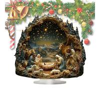 Genérico Nativity Scene - 2D Nativity Scene Ornament with Base, Decor Religious Festive Sign For Desk Shelf Windowsill Mantel Table Home Women Men Christmas Holiday Decoration Christian Gift