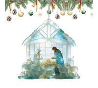 Genérico Nativity Scene Ornaments - 2D Sea Glass Holiday Decoration,Christian Tree Ornaments,for Kitchen Bedroom Apartment Birthday Family Gathering