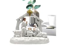 Genérico Nativity Scene - Resin Jesus Birth Coger Set for Christmas Decorations, Holy Family - Figura de visualización interior con mesa de oro, elegante decoración religiosa para el hogar de la