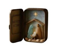 Genérico Nativity Scene Sea - Exquisite Coastal Religious Christmas Decoration | Mini Holy Family Ornament, Metal PP Wood Tabletop Display for Christian, Office, School, Church, Party Collectors