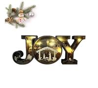 Genérico Nativity Scene Wooden Ornaments, 3D Lighted Nativity Joy Sign Tabletop Decorations, LED Letter Lights Tabletop Centerpieces, for Christmas Tables, Mantle, or Religious Holiday Display (1Pcs)