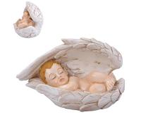 Genérico Nativity Statue, Religious Sculpture Decor, 4.72x2.76x2.91 Inches Resin Baby Sleeping in Angel Wings Figurine, Inspirational Display Piece for Desk, Shelf, Cabinet, Table, Window Sill