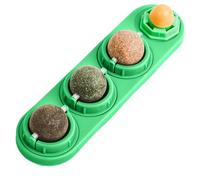 Genérico Natural Catnip Toys - 4 Pieces Wall-Mounted Ball | Cat Teeth Cleaning Accessory for Scratching Exercise, Entertainment Mental Stimulation, Training Home Indoor, Travel Kit, Mint Treat
