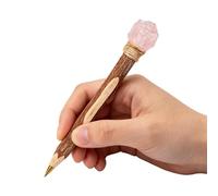Genérico Natural Crystal Ballpoint Pen - Handcrafted Wooden Writing Tool, Crystal Inlay Pen with Sturdy Internal Ink Reservoir, Precision Flow Function, Ideal for Collectors Artists Students