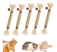 Genérico Natural Silvervine Dental Sticks - Catnip Chew Toy, Interactive Teeth Cleaning Toy for Indoor Cats, Scratch Resistant, Boost Appetite & Relieve Anxiety (5pcs)