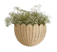 Genérico Natural Wicker Wall Basket Organizer,Scalloped Space-Saving Storage For Living Room Study Nursery