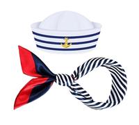 Genérico Nautical Captain Cap - Sailor Costume Hat Scarf Set Marine Style Headwear, Premium Fabric Design, Comfortable Fit Accessory | Theatrical Performance Pretend Play Nautical Outfit Men
