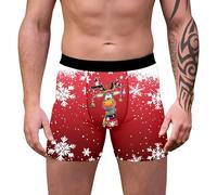Genérico Navidad Calzoncillos Boxer para Hombre con Estampado Divertido Navideña Calzoncillos Moda Ropa Interior de Invierno Retroshorts Regalos Disfraz de Papá Noel
