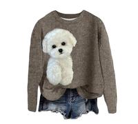 Genérico Navidad Sudadera Mujer,Camiseta de Manga Larga Jersey con Estampado Tallas Grandes Pullover Adolescente Chica Christmas Jumper Moda Originales Top Otoño e Invierno