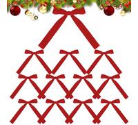 Genérico Navideños Rojos - Material De Tela 18x13x2.5cm, 12X De Corona De Cinta De Terciopelo, De Terciopelo Portátiles para Árboles De Navidad | de árbol de Navidad para Puerta de entra