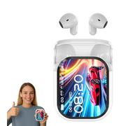Genérico NE20 Earbuds, 140 Language AI Real-Time Translation, Bluetooth 6.0 Headphones with LCD Touchscreen, Built-in Mic, IPX6 Waterproof, 48H Battery for Work, Travel & Learning (White)