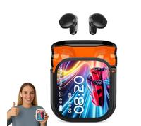 Genérico NE20 Earbuds, 140 Language AI Real-Time Translation, Bluetooth 6.0 Headphones with LCD Touchscreen, Built-in Mic, IPX6 Waterproof, 48H Battery for Work, Travel & Learning (Black)