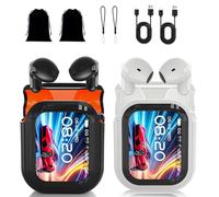 Genérico NE20 Earbuds, Bluetooth 5.4 Earphones LED Display High Fidelity Waterproof Wireless Earphones,LCD Touch Screen,48H Battery Headphones for Office Sports Study Audio (2Pcs White+Black)