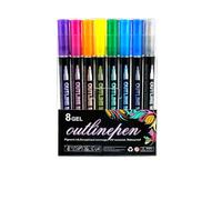 Genérico Neattidyly/Illuminateupon Marker Pen for Highlight,Double Line Outline Markers,Sakesfor Magische Stifte,Waterproof,Quick Dry,Lightfast for DIY Art Crafts,Kid Drawing (8gel)