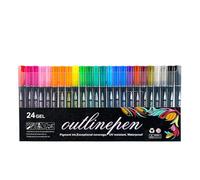 Genérico Neattidyly/Illuminateupon Marker Pen for Highlight,Double Line Outline Markers,Sakesfor Magische Stifte,Waterproof,Quick Dry,Lightfast for DIY Art Crafts,Kid Drawing (24gel)
