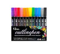 Genérico Neattidyly/Illuminateupon Marker Pen for Highlight,Double Line Outline Markers,Sakesfor Magische Stifte,Waterproof,Quick Dry,Lightfast for DIY Art Crafts,Kid Drawing (12gel)