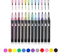 Genérico Neattidyly Marker Pen for Highlight, 8/12 Colors Outline Markers Metallic Glitter Pens, Double Line Outline Pens, Double Line Super Squiggles Metallic Glitter Pen for Paint (12Colors)