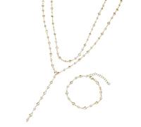 Genérico Necklace Bracelet Set - Hollow Out Heart Gold Layered Tassel | Long Necklace Jewelry Set | for Dating Party Wedding Night Out