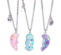 Genérico Necklace for 3 - Magnetic Matching Heart,Butterfly Friendship Gift | friend Magnetic Matching Heart Necklace Fun Best Sisters Kids Girls Matching Jewelry Birthday Party School Daily