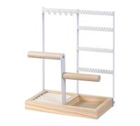 Generico Necklace Holder, 4-Tier Metal Frame, 22.5×12×28cm Jewelry Stand, Wooden Base, Complementing Various Room Bangle Rack, for Teen Room, Jewelry Organization Wood + Iron