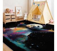 Genérico Negro Alfombra de Área 160 x 230 cm para Salón y Dormitorio, Alfombra Lavable a Máquina - Antideslizante y Suave de Pelo Corto Diseño Arte Vectorial Animales Panda Lindo para Oficina