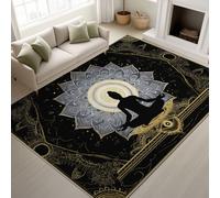 Genérico Negro Alfombra Mullidas Chakra Figura Humana Loto Alfombras Ilustración Fantasía Artístico Yoga Espiritual Meditación No Sueltan Pelo Alfombras 120 x 160 cm for Dormitorio