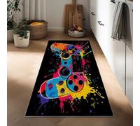 Genérico Negro Alfombras Larga 40 x 120 cm, Patrón Vibrante De Controlador De Juego Alfombra Pelo Corto Moqueta Sala Alfombrilla Grande Salon Antideslizante para Habitacion Comedor Dormitorio