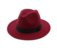 Genérico Negro Clase Wide Hat con Hebilla de Correa Sombreros Outbacks Ajustable Hombre Caza, vino., Talla única