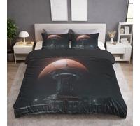 Genérico Negro Funda Nordica | Funda Nordica Cama 135|140, Microfibra Juego de Funda Edredon 200 x 220 con Cremallera Fundas de Almohada 2 x 50 x 70 - Fantasía Estación Espacial Nave Espacial Esfera