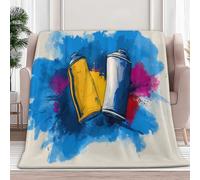 Genérico Negro Manta de Franela Polar, 200 x 200 cm Manta Cálida de Invierno, Suave, Esponjosa y Cálida con Estampado Grafiti Abstracto Lata De Pintura - Manta para Cama Colcha y Sofá