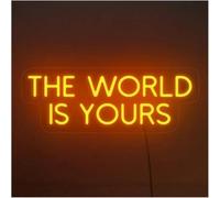 Genérico Neón Lámpara de ambiente relajante El mundo es tuyo, letrero neón con letras para dormitorio, oficina, boda, hombre(A)