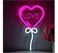 Genérico Neón Letrero de neón con forma corazón, luz LED regulable, decoración pared, 16,5 x 28 cm