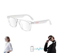 Genérico Nessthub Glasses, AI Smart Bluetooth Translation Glasses, Nessthub Smart Wireless Headphone Glassess, Music Playback, with Speakers Hands-Free Calling, HD Camera (White,Blue Light Blocking)