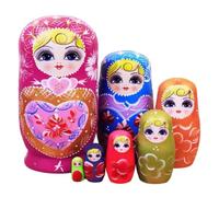 Genérico Nesting Dolls - Stacking Toy, 7-Piece Hand Painted Wood For Home | 15x7.5cm | Tourist Souvenir Decorative Ornament | Hand-Painted Wooden Stackable Nesting Doll Set For Nursery, Bedroom, Living