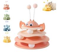 Genérico Nestoly Interactive 3-Layer Cat Toy Tower, 3 Layer Interactive Track with Rotating Bee and Rolling Balls, Self-Play Activity Toys (Pink)