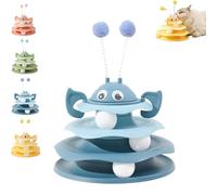 Genérico Nestoly Interactive 3-Layer Cat Toy Tower, 3 Layer Interactive Track with Rotating Bee and Rolling Balls, Self-Play Activity Toys (Blue)